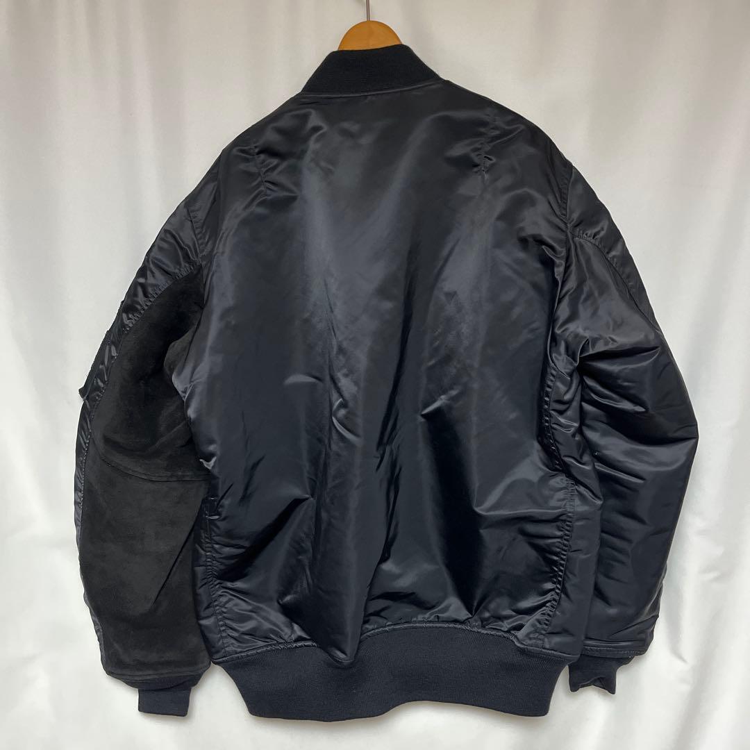 SEQUEL 袖レザー スウェード切替 MA-1 ジャケット 黒L シークエル