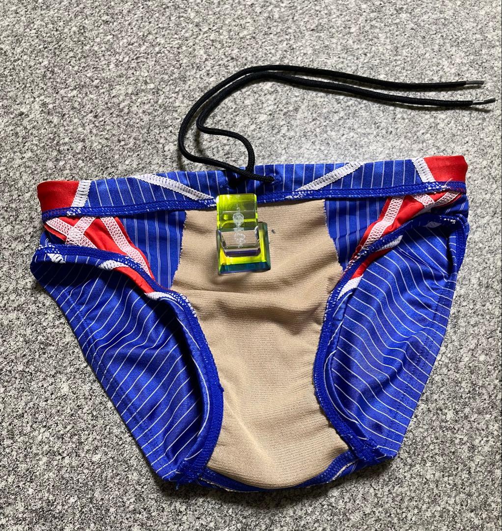 o*u様 asics 競泳用水着 青 ストライプ☆サイズ3S