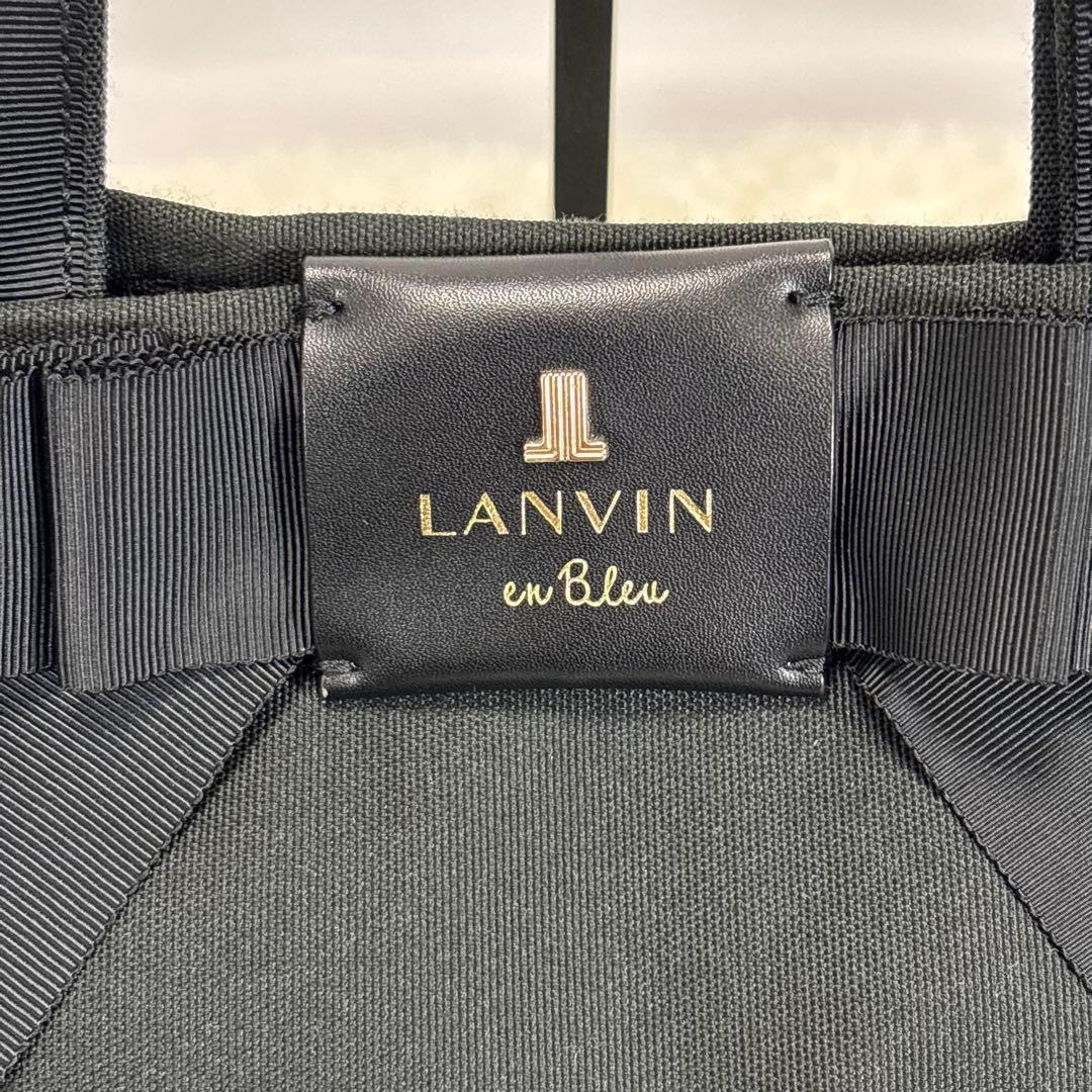 未使用級✨ランバンオンブルー トートバッグ A4対応 大容量 リボン ポーチ付き