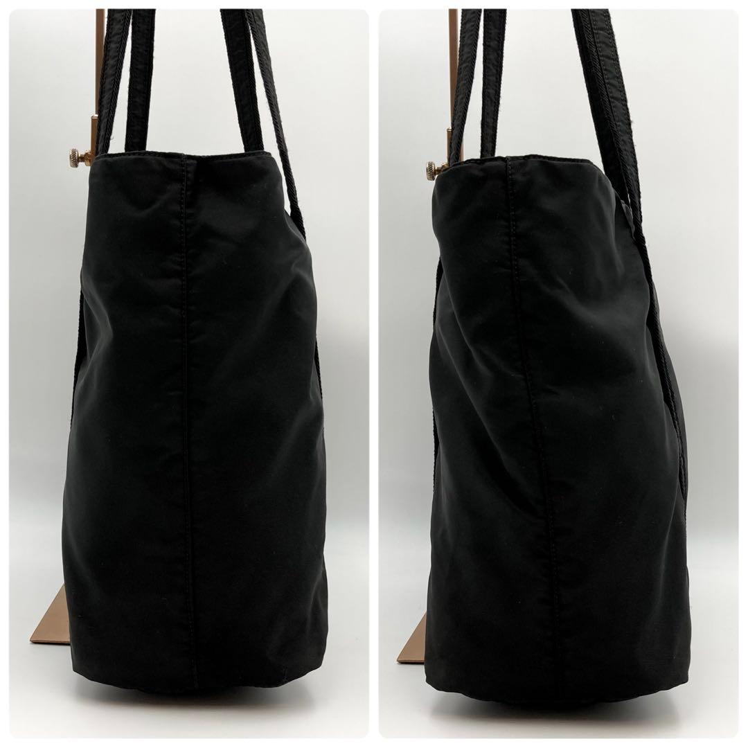 咲月✨ PRADA トートバッグ 黒 テスートナイロン ロゴ刺繍 シンプル