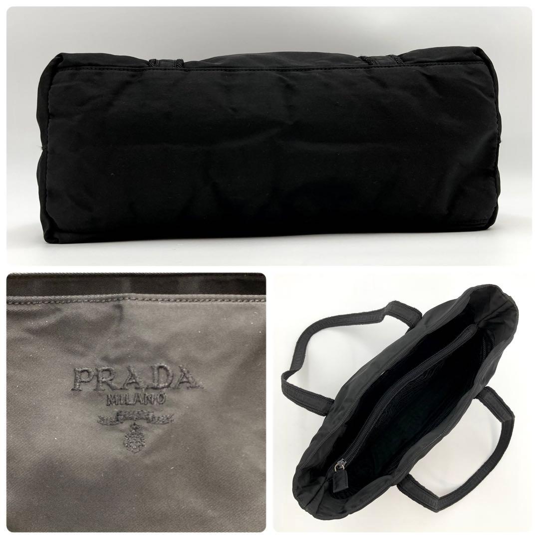 咲月✨ PRADA トートバッグ 黒 テスートナイロン ロゴ刺繍 シンプル