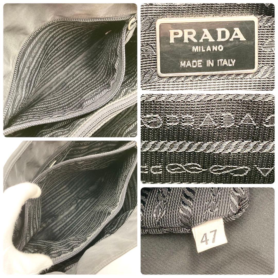 咲月✨ PRADA トートバッグ 黒 テスートナイロン ロゴ刺繍 シンプル