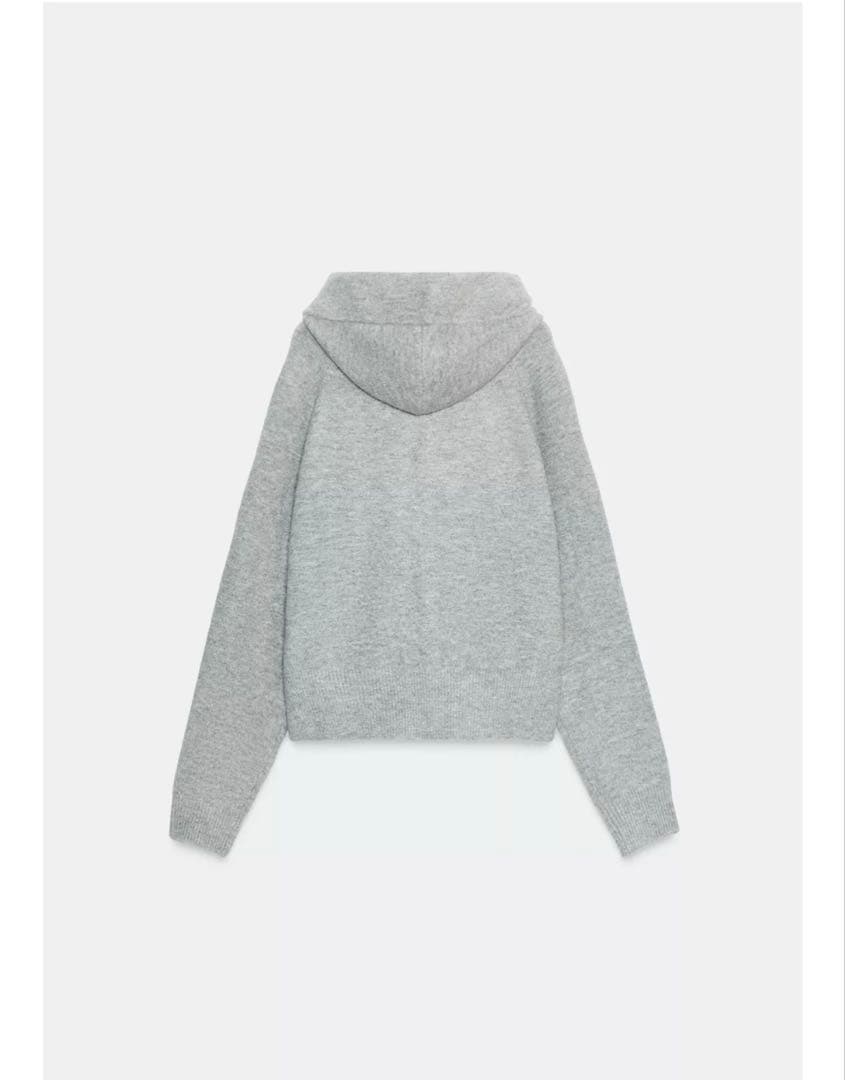 完売品⭐︎ZARA コントラストドローストリングフーディ M ミディアムグレー