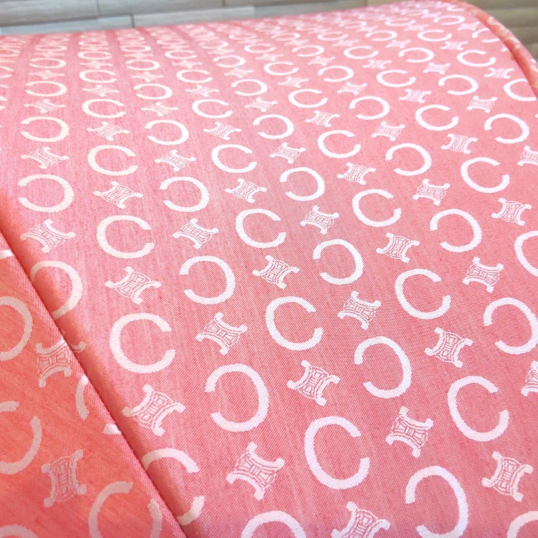 美品　CELINE セリーヌ　トリオンフ　マカダム総柄　晴雨兼用長傘　ピンク