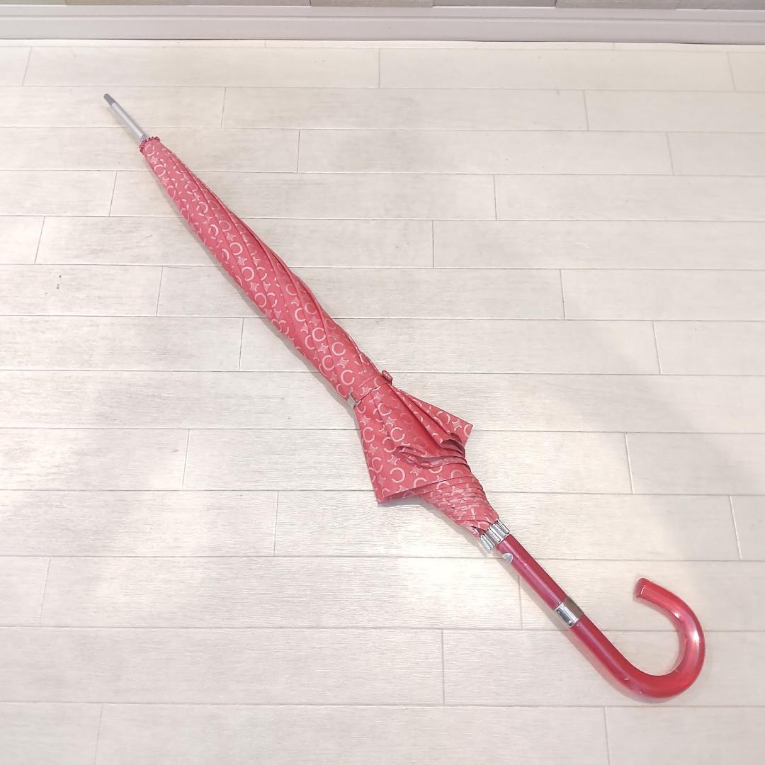 美品　CELINE セリーヌ　トリオンフ　マカダム総柄　晴雨兼用長傘　ピンク