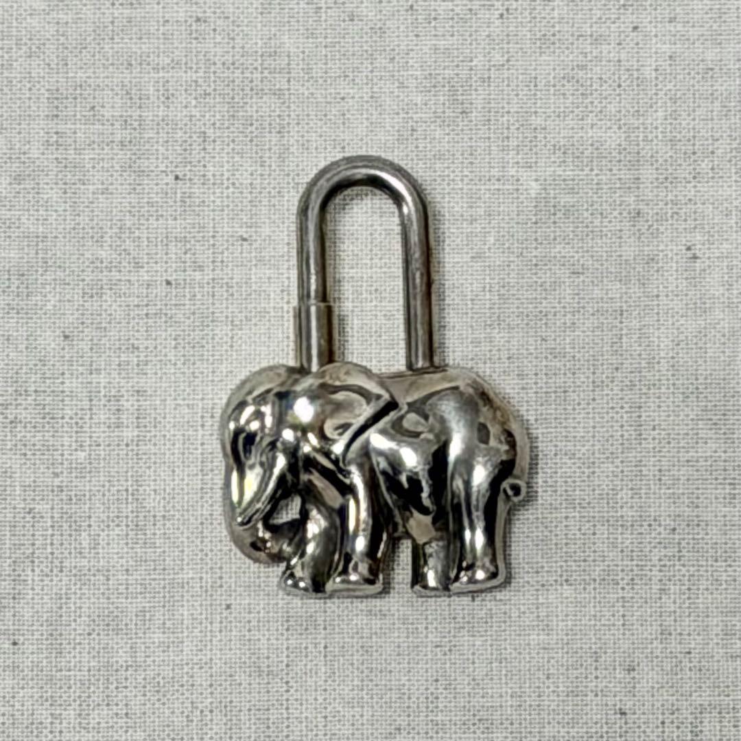 中古 エルメス HERMES カデナ 南京錠 1988年 象 シルバー金具