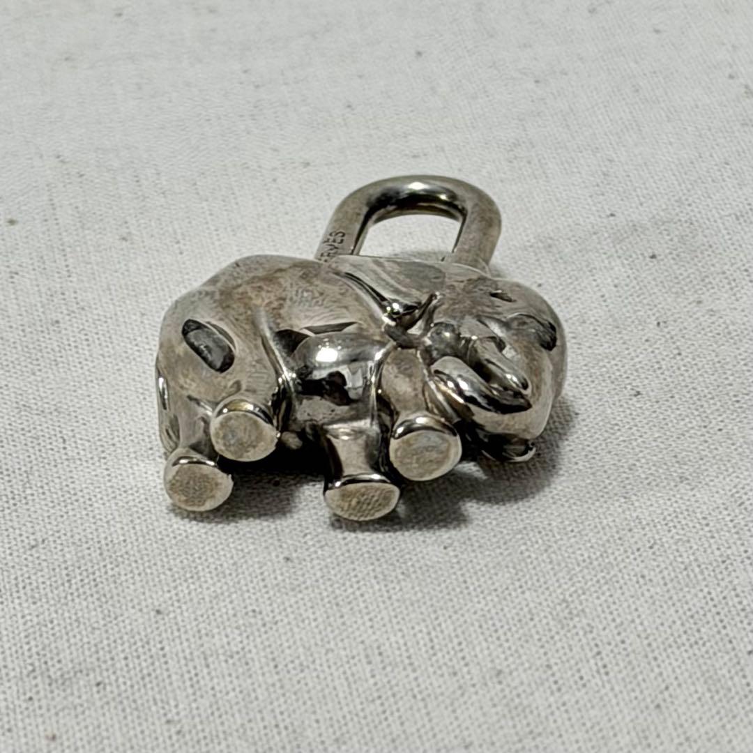 中古 エルメス HERMES カデナ 南京錠 1988年 象 シルバー金具