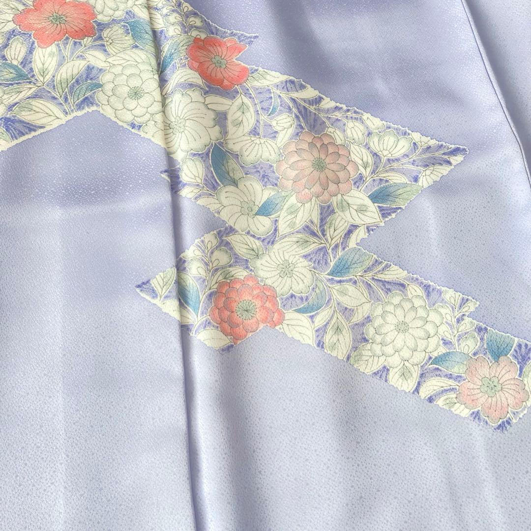 【美品✨】東レシルック　さんび　洗える着物　付け下げ　藤色　辻が花　手縫い　P2