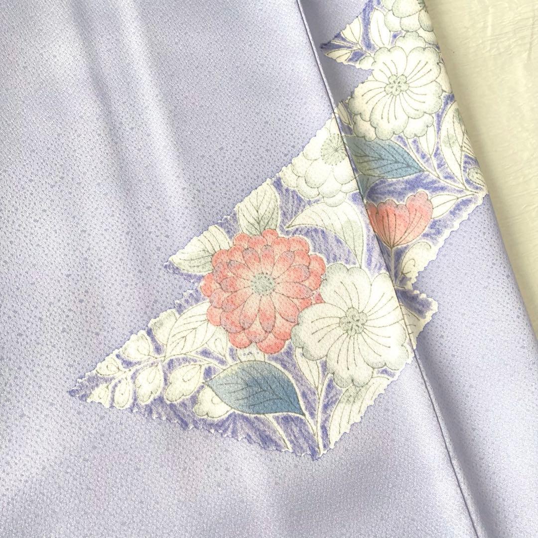【美品✨】東レシルック　さんび　洗える着物　付け下げ　藤色　辻が花　手縫い　P2