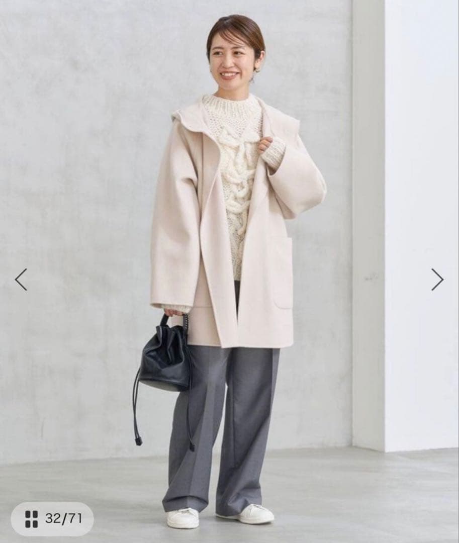 イエナ　スーパー120ダブルフェイスフードコート　ナチュラル　36