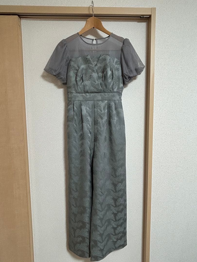 Kana チュール パフスリーブ ワイドパンツ オールインワン ハイウエスト　S