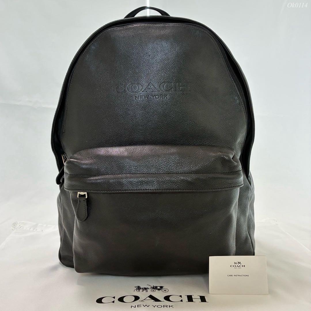 【美品】コーチ 54786 チャールズ リュック ビジネスバッグ レザー 黒