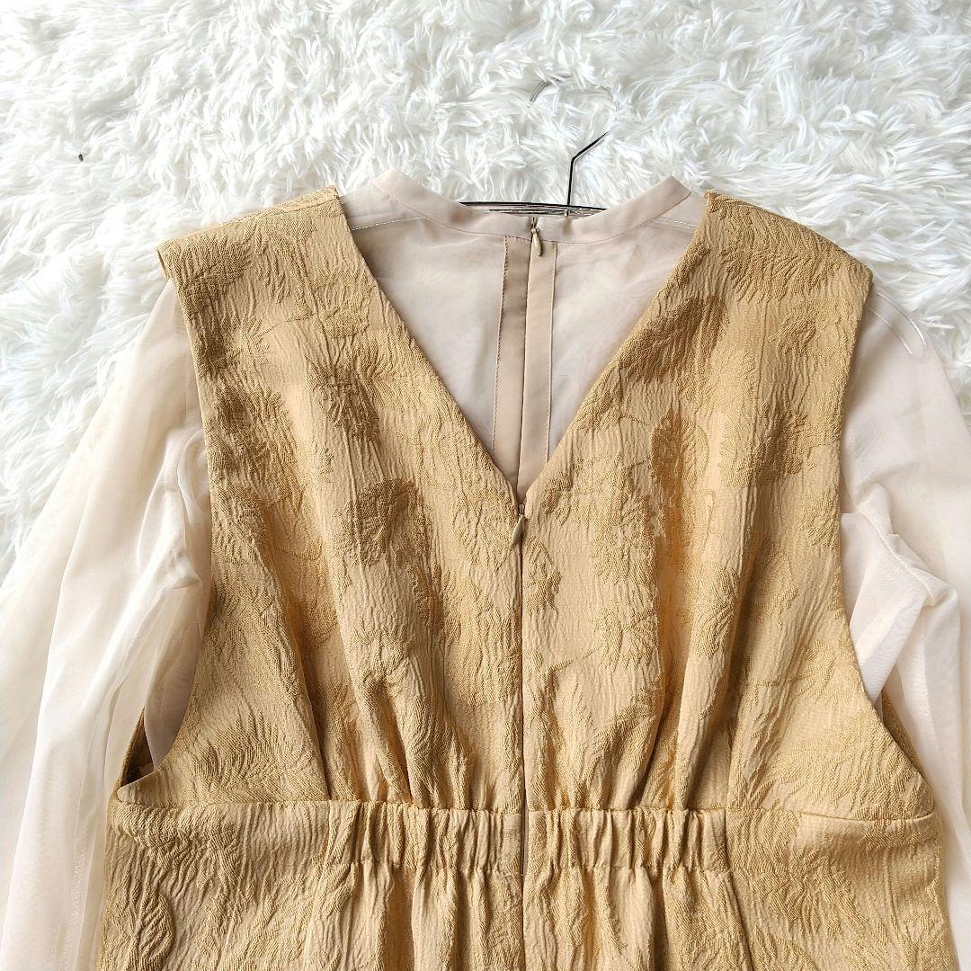 美品　AIMER　チュールブラウス付 ジャカード タイト パーティードレス