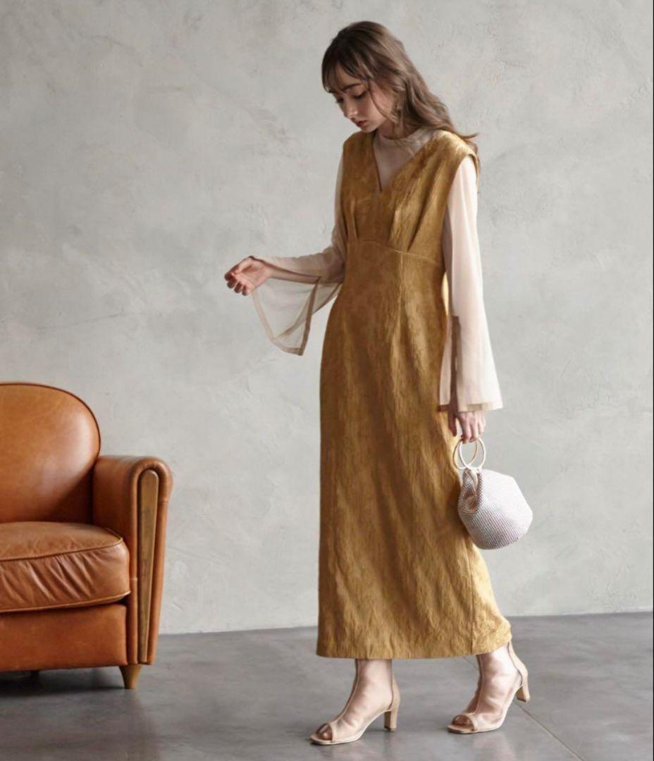 美品　AIMER　チュールブラウス付 ジャカード タイト パーティードレス