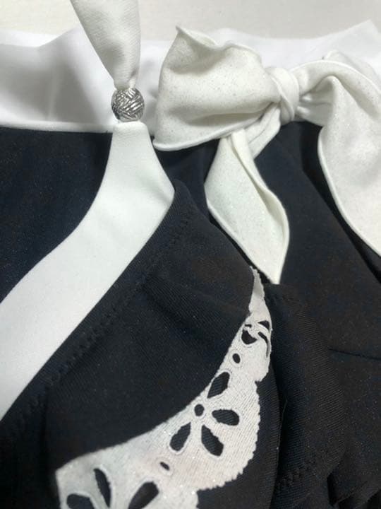 LODISPOTTO 水着　スカラップレース／ラメ／ネイビー×ホワイト