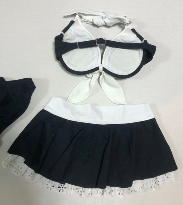 LODISPOTTO 水着　スカラップレース／ラメ／ネイビー×ホワイト