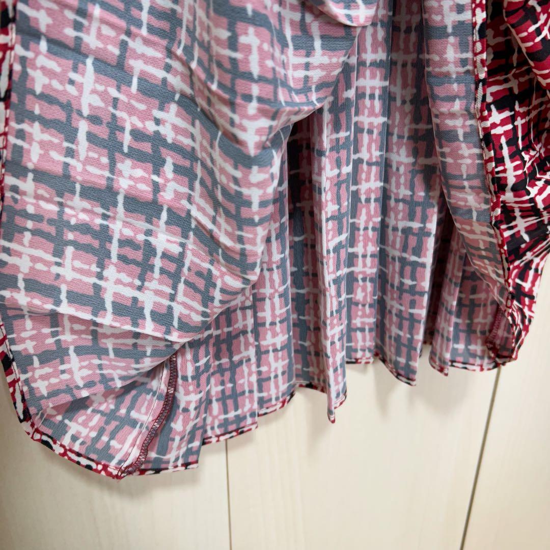 22AW♡グレースコンチネンタル ツイードプリントワンピース 36 金釦