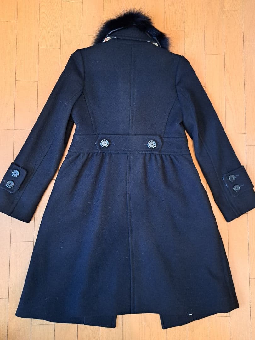 美品　バーバリーブルーレーベル　ロングコート黒　40　ノバチェック