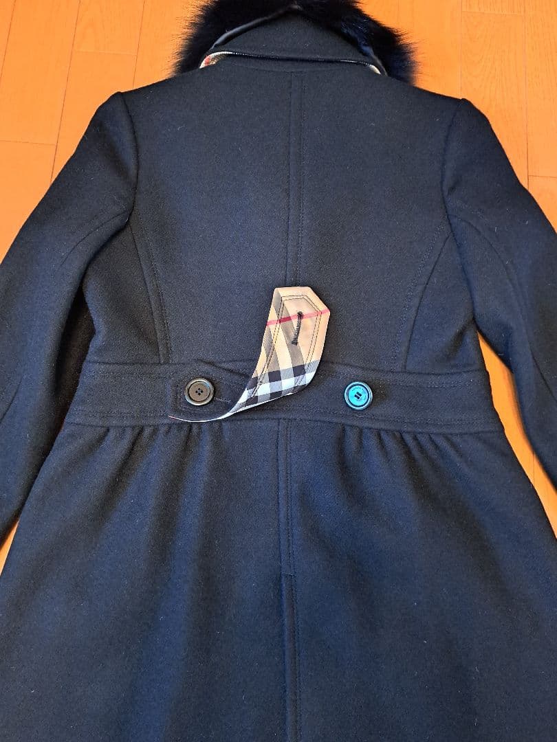 美品　バーバリーブルーレーベル　ロングコート黒　40　ノバチェック