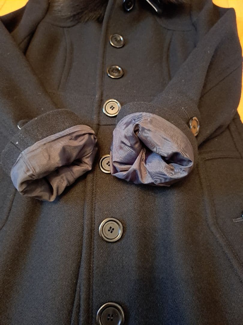 美品　バーバリーブルーレーベル　ロングコート黒　40　ノバチェック