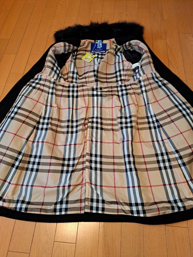 美品　バーバリーブルーレーベル　ロングコート黒　40　ノバチェック