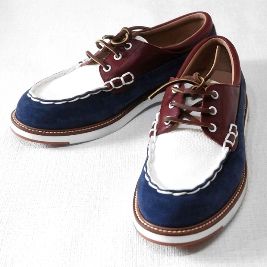 TOD'S デッキシューズ 27cm 紺×白×ボルドー イタリア製