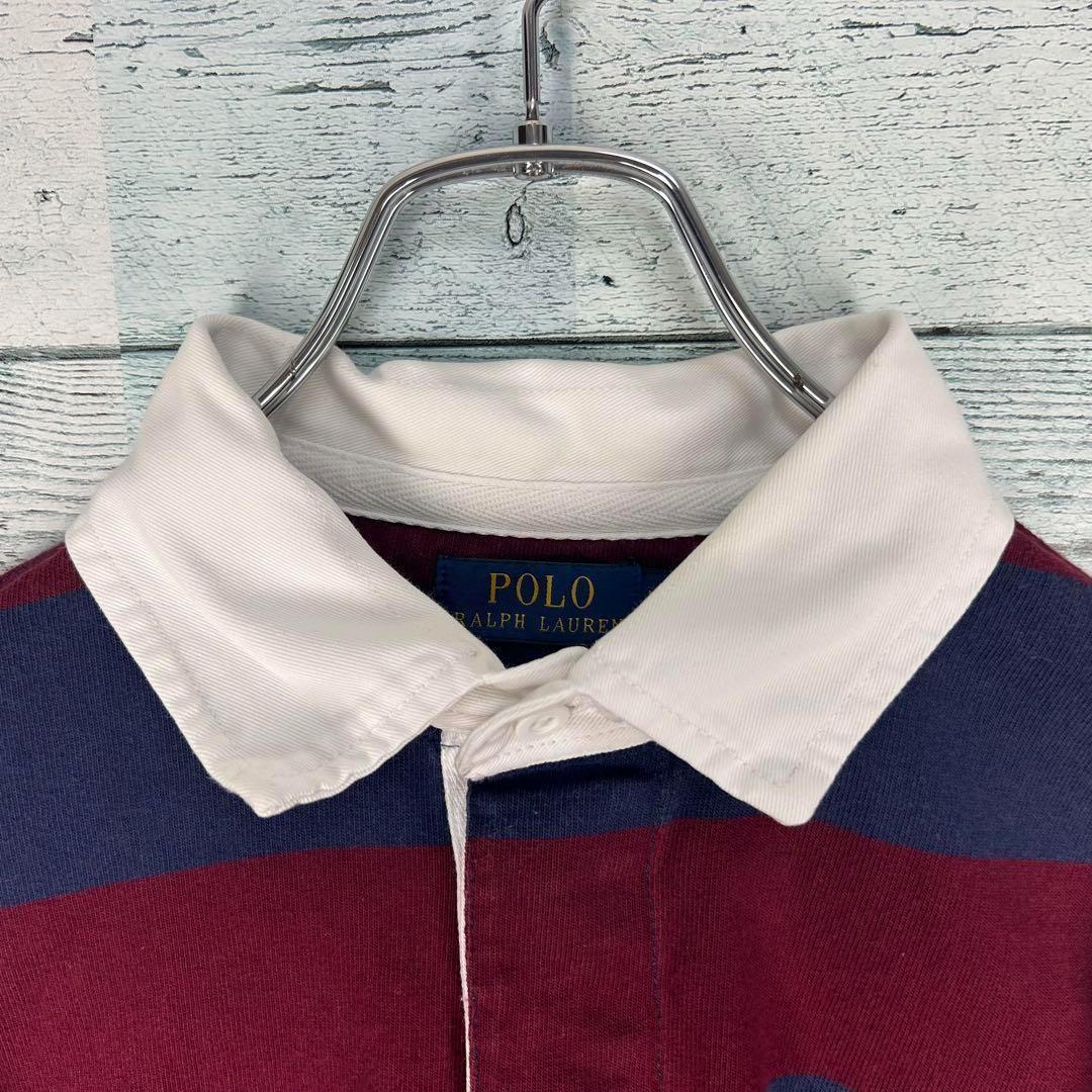 ラルフローレン 刺繍ロゴ 太ボーダー 長袖 ラガーシャツ XL 4991