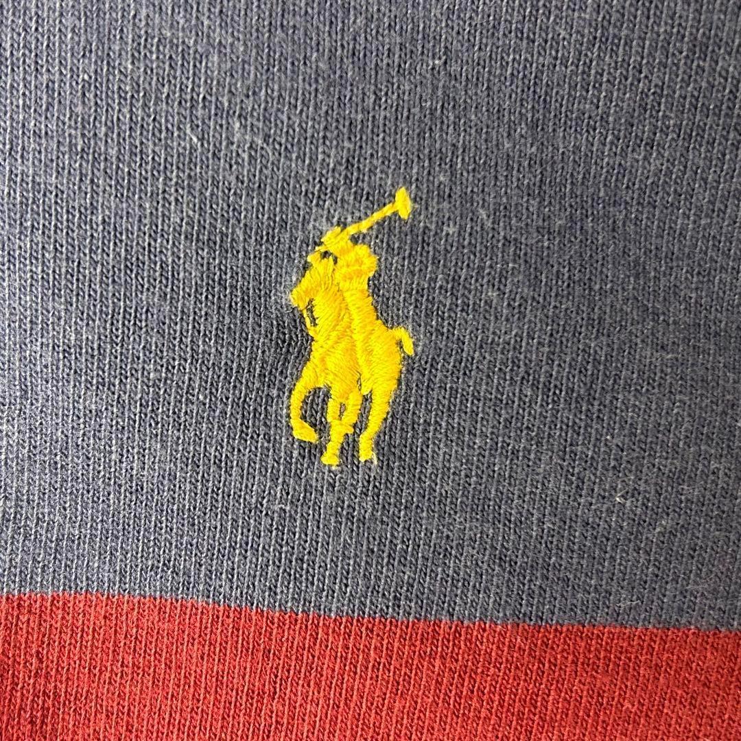 ラルフローレン 刺繍ロゴ 太ボーダー 長袖 ラガーシャツ XL 4991
