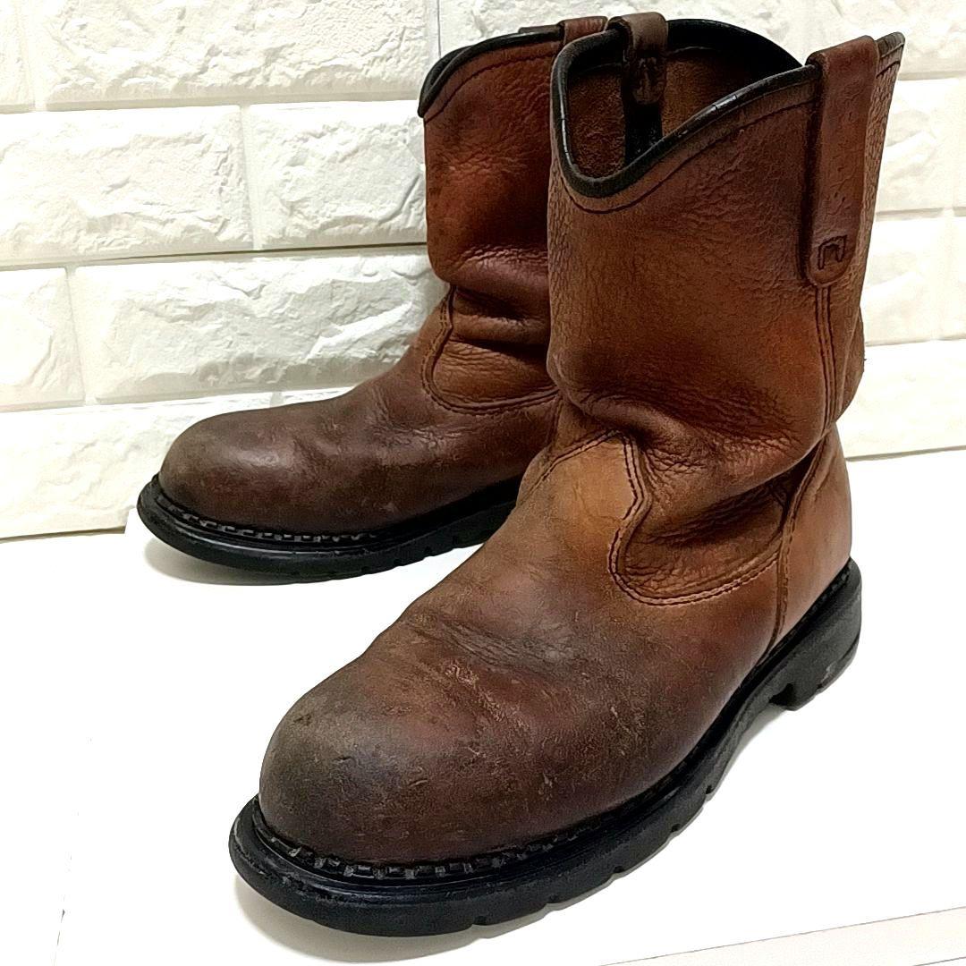 【希少★USA製】RED WING　レッドウィング　シボ革 レザー　ペコスブーツ