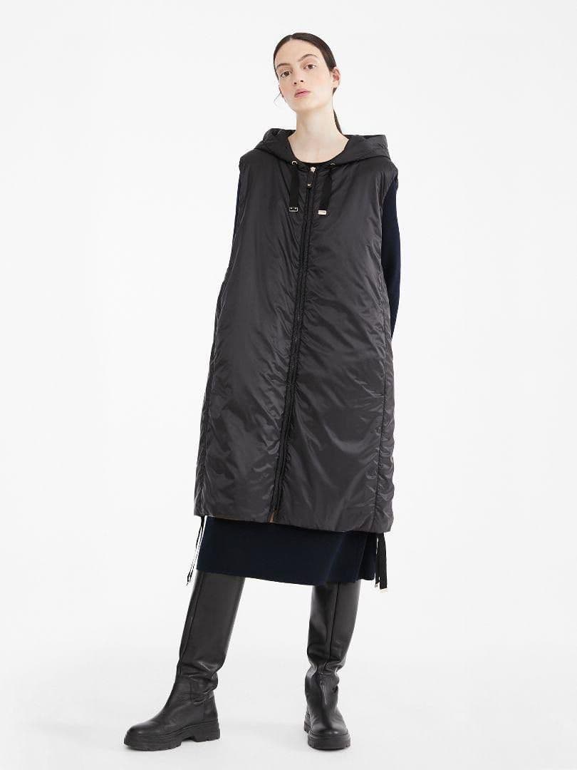 美品★MaxMara the cube ダウン ベスト ジレ フーデット コート