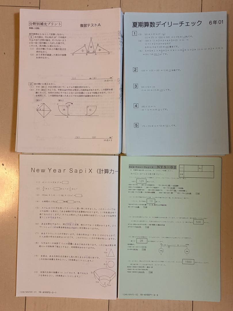 SAPIXサピックス六年生全年テスト（セット）