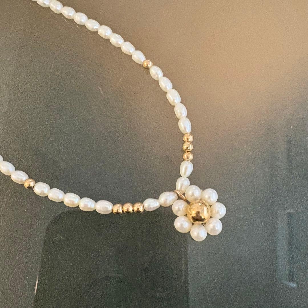 可愛い✨K14 フラワーベビーパールネックレス　本真珠