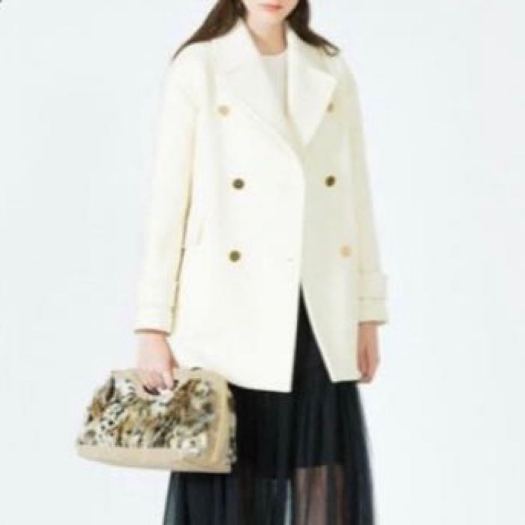 【美品】allurevilleアルアバイル　ラムメルトンピーコート　ナチュラル