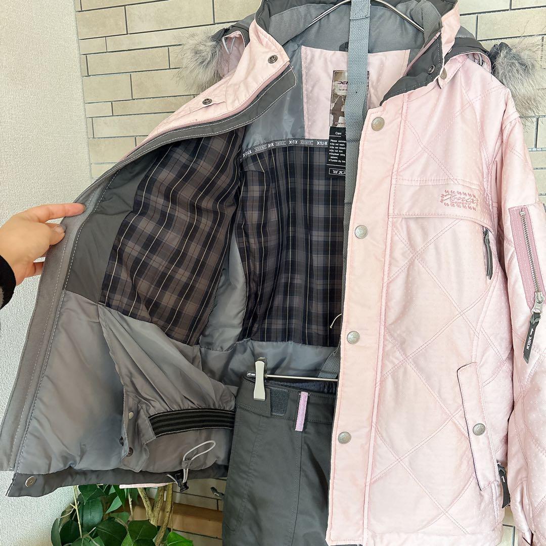 x-nix スノー ウェア 上下 セットアップ ベビーピンク ブラウン S