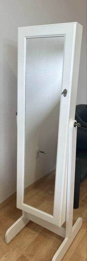 全身鏡 全身ミラー アクセサリーケース アクセサリー収納 ホワイト家具 姿見