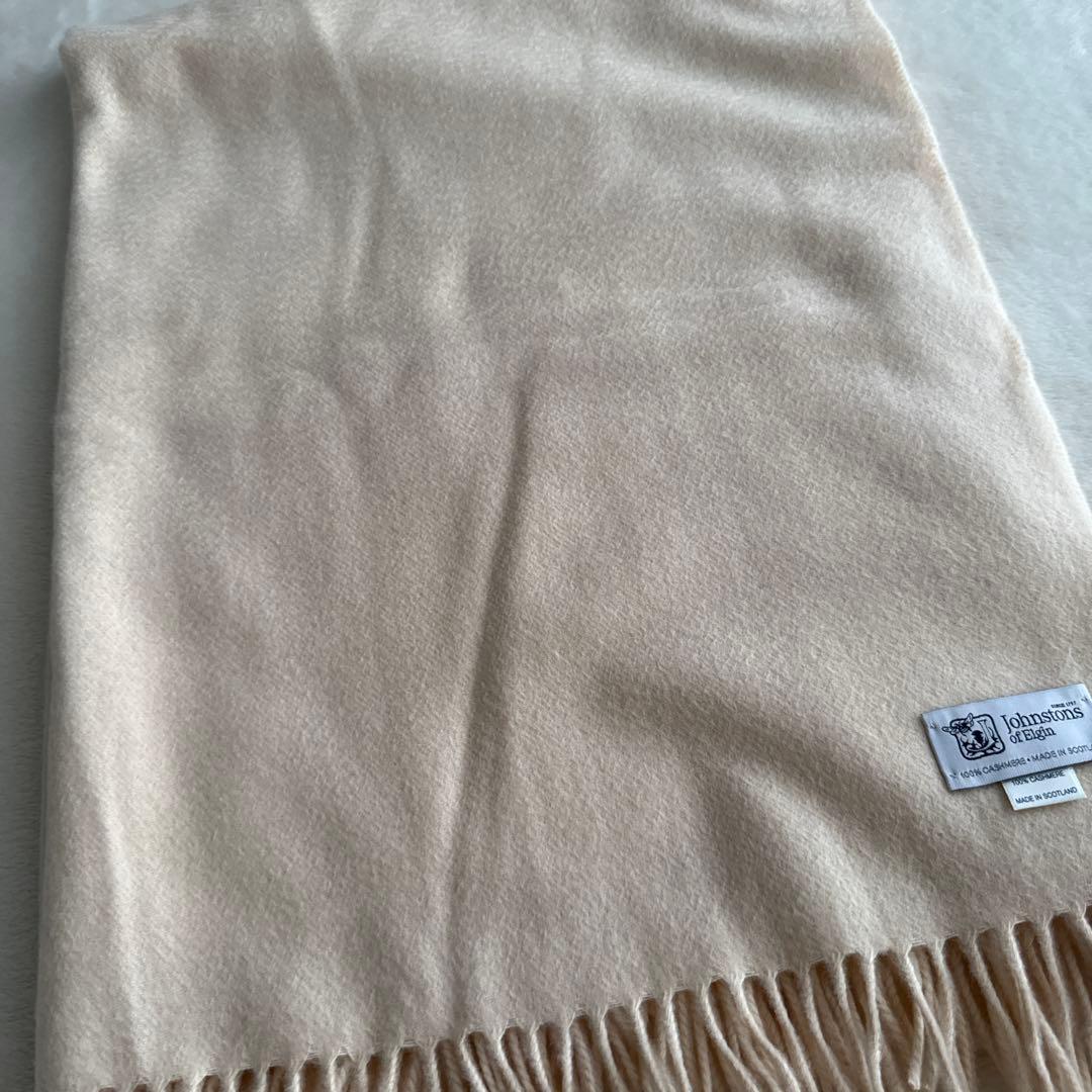 豆乳姫様　ジョンストンズ カシミヤ 大判ショール ストール アイボリー