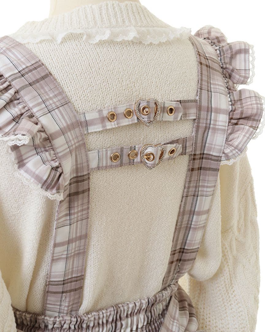 美品 LIZLISA はしごリボンチェックティアードスカパン ピンク