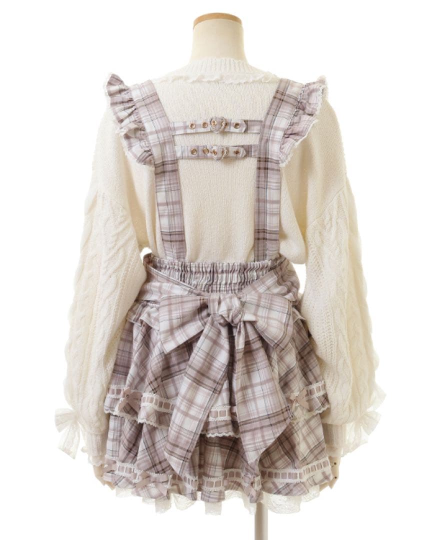 美品 LIZLISA はしごリボンチェックティアードスカパン ピンク