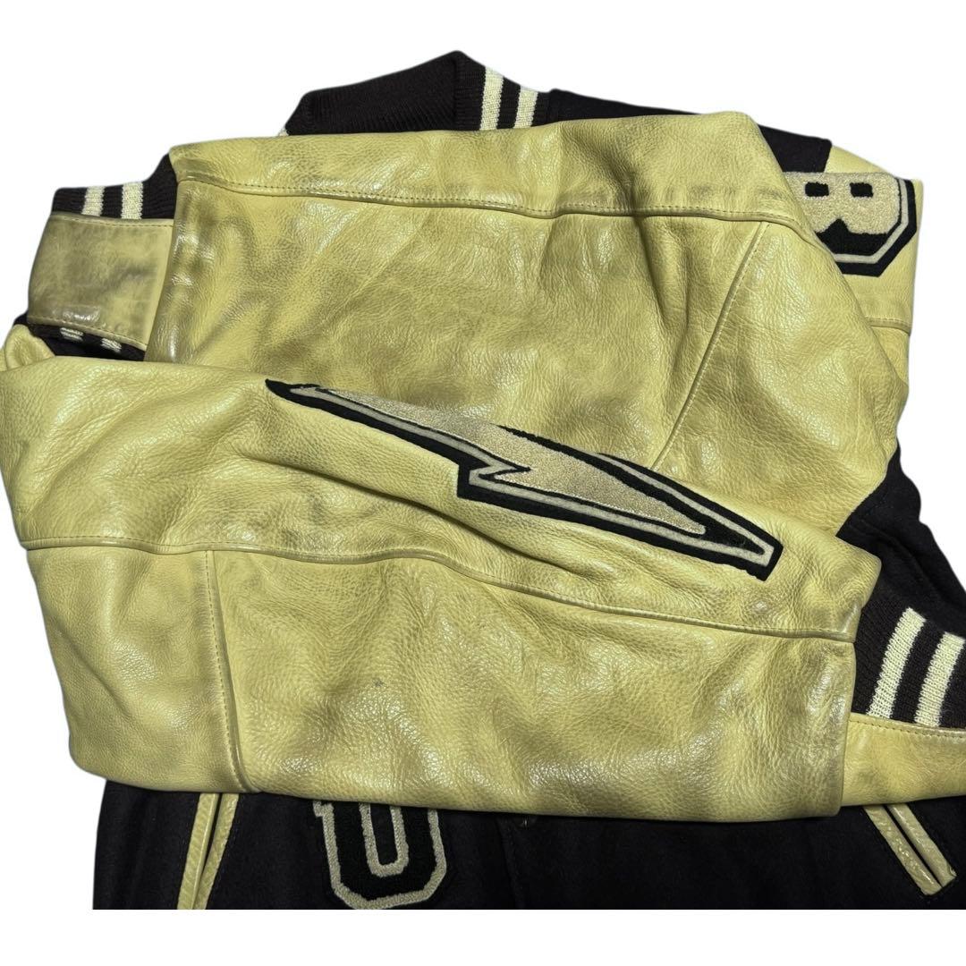 稀少 WTAPS元ネタ GOLDEN BEAR フルデコ 袖革 スタジャン L