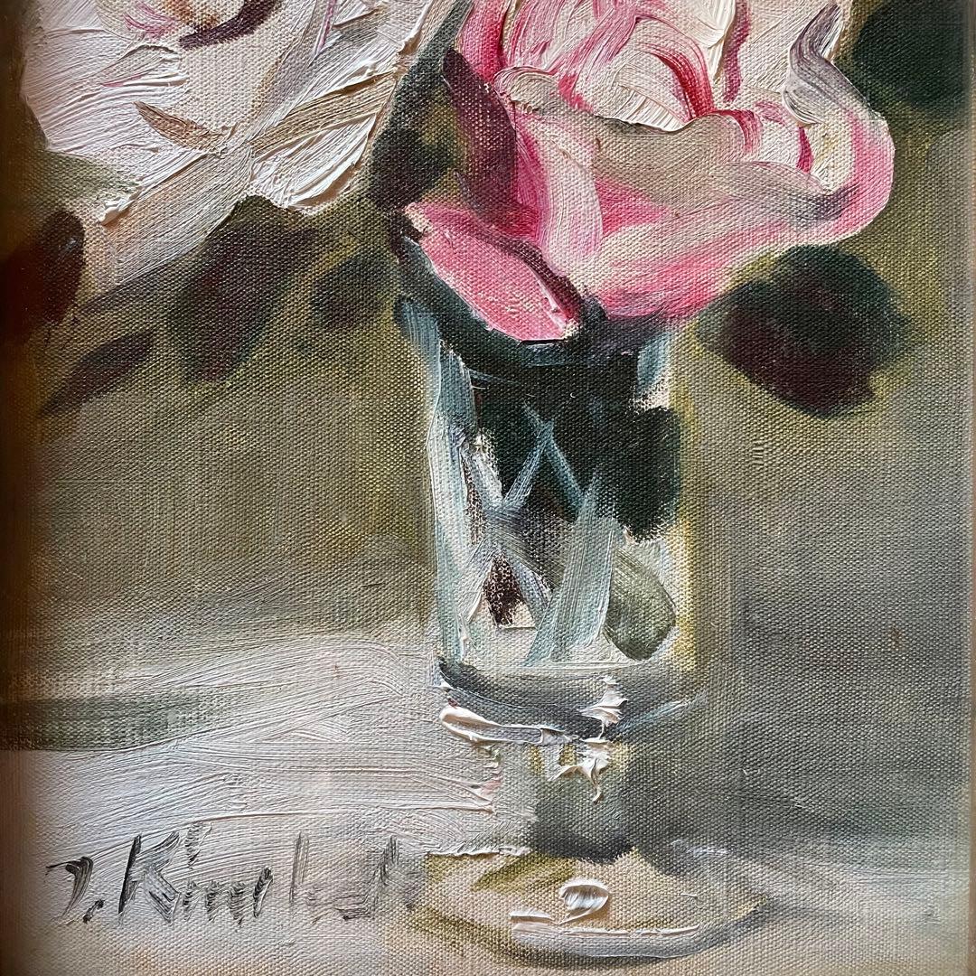 木下孝則　「ばら」　花　油彩画　作者サイン入　額付　日動画廊　25.11.30
