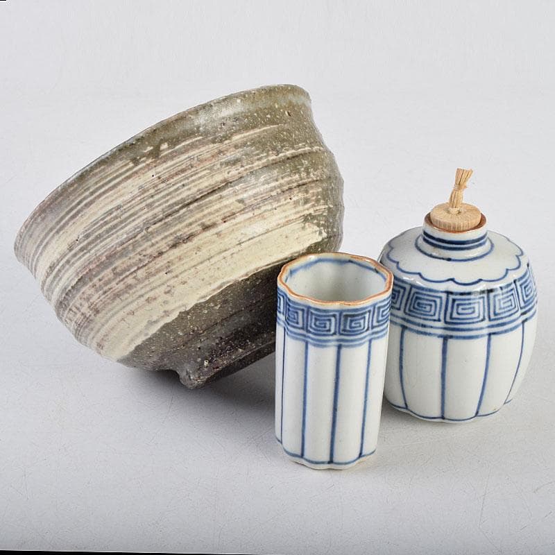 riko　草花蒔絵　茶箱　茶碗　棗など　九点一式　共箱　U　R9039