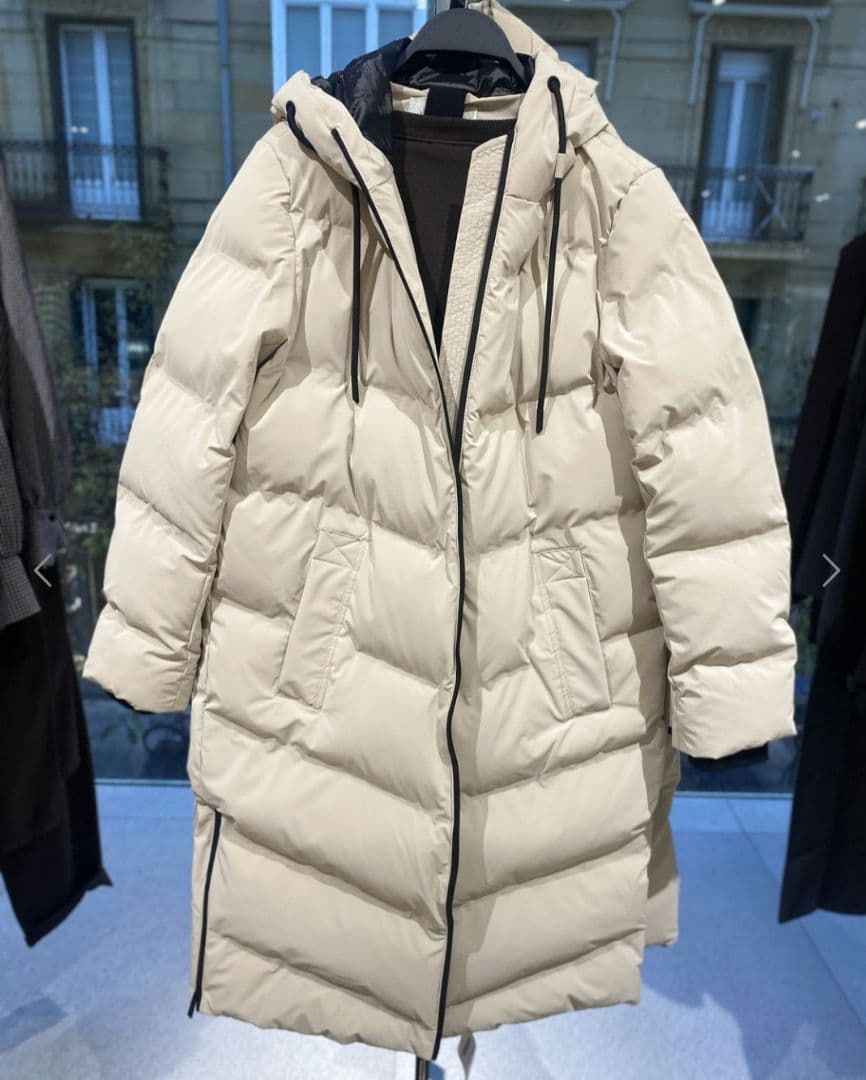 ★新品今季ZARAロングダウンコートLタグ付ショルダーストラップ付★