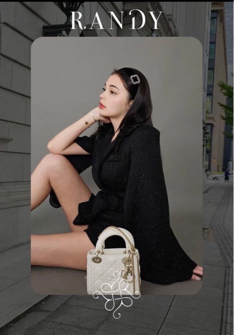 タグ付きRandy スリーブスリットウールコンビネゾン ブラック