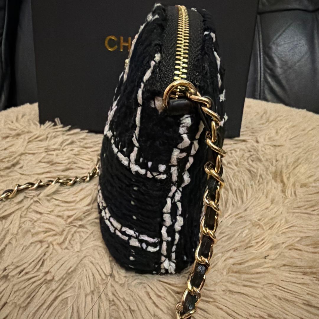 も*あ様 CHANEL ストライプショルダーバッグ　シャネル　ツイード　ノベルテ