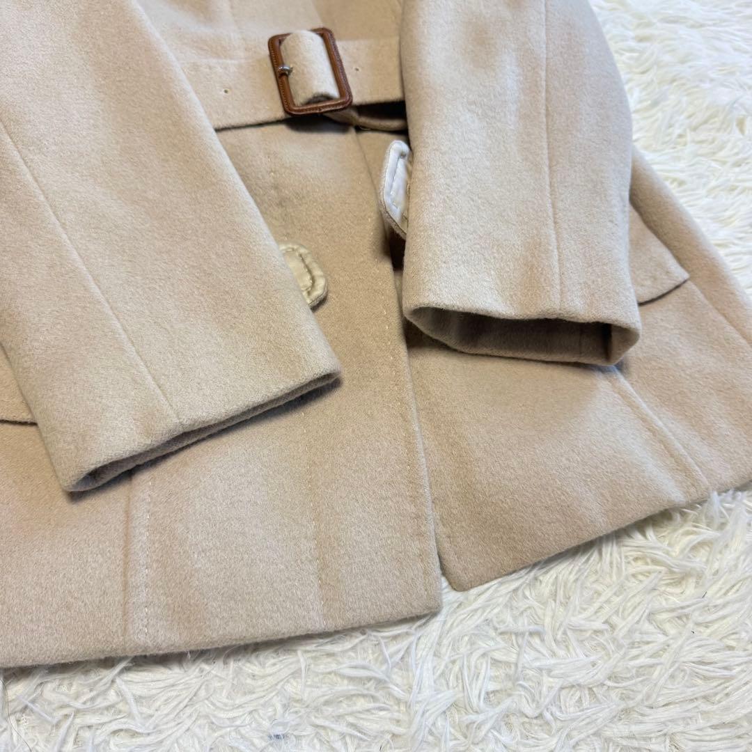 【バーバリーロンドン】 アンゴラ ラビットファー ノバチェック コート ベルト