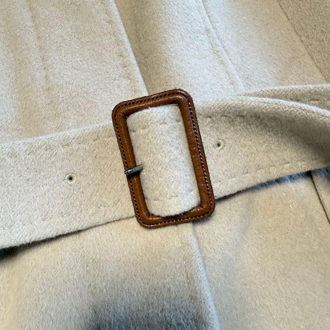 【バーバリーロンドン】 アンゴラ ラビットファー ノバチェック コート ベルト