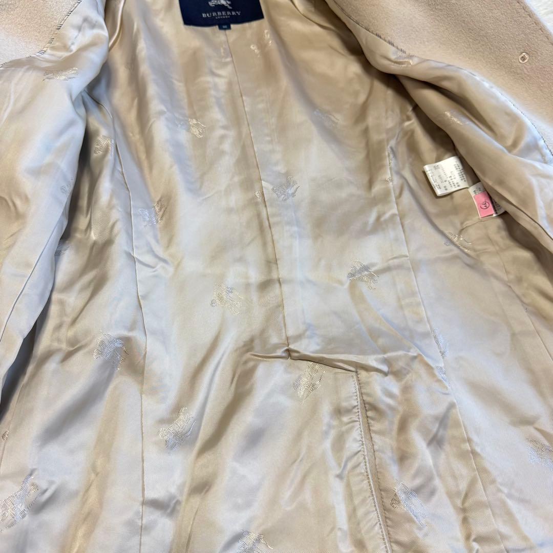 【バーバリーロンドン】 アンゴラ ラビットファー ノバチェック コート ベルト