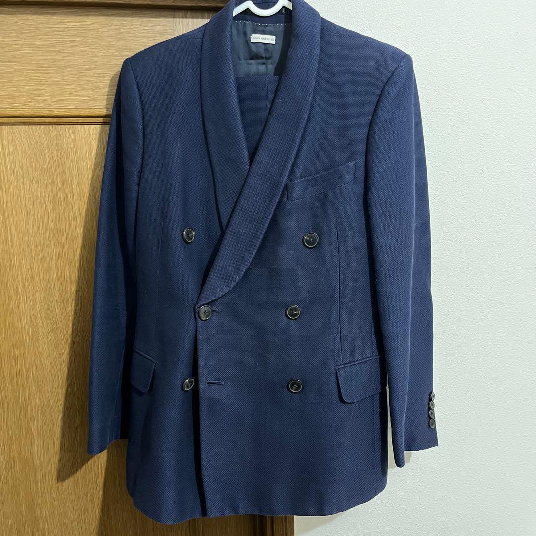 DRIES VAN NOTEN ネイビー ダブルブレストスーツ