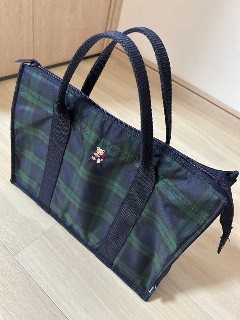 【美品】ファミリア ブラックウォッチ レッスンバッグ