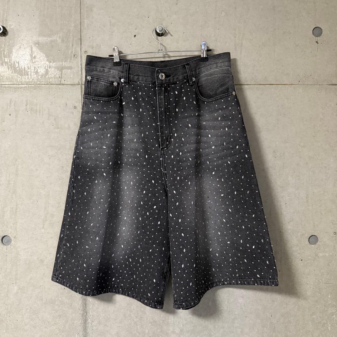 a2o クリスタルストーンデニムショーツ ブラック